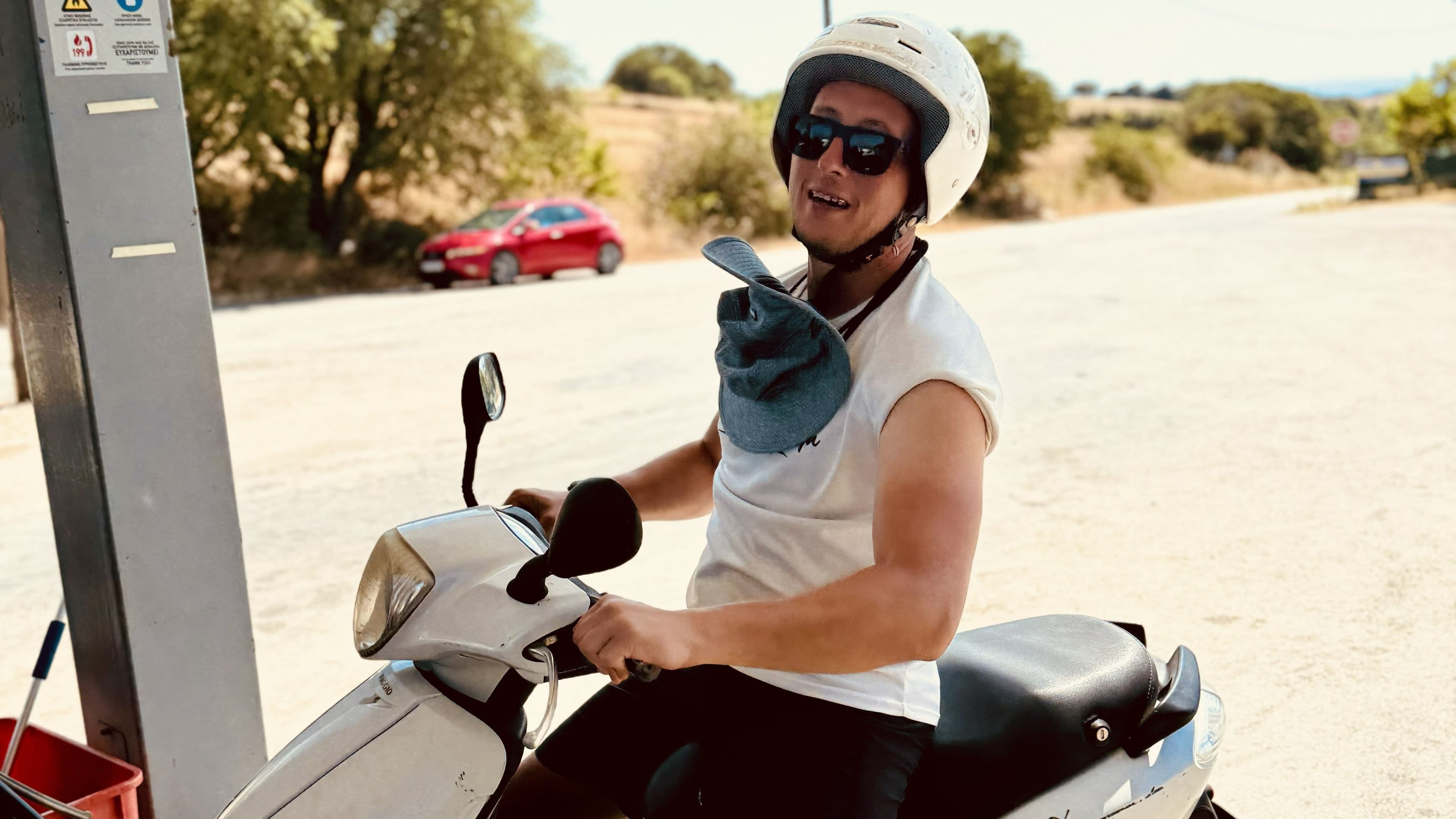 Captain Lyubomerica on a scooter