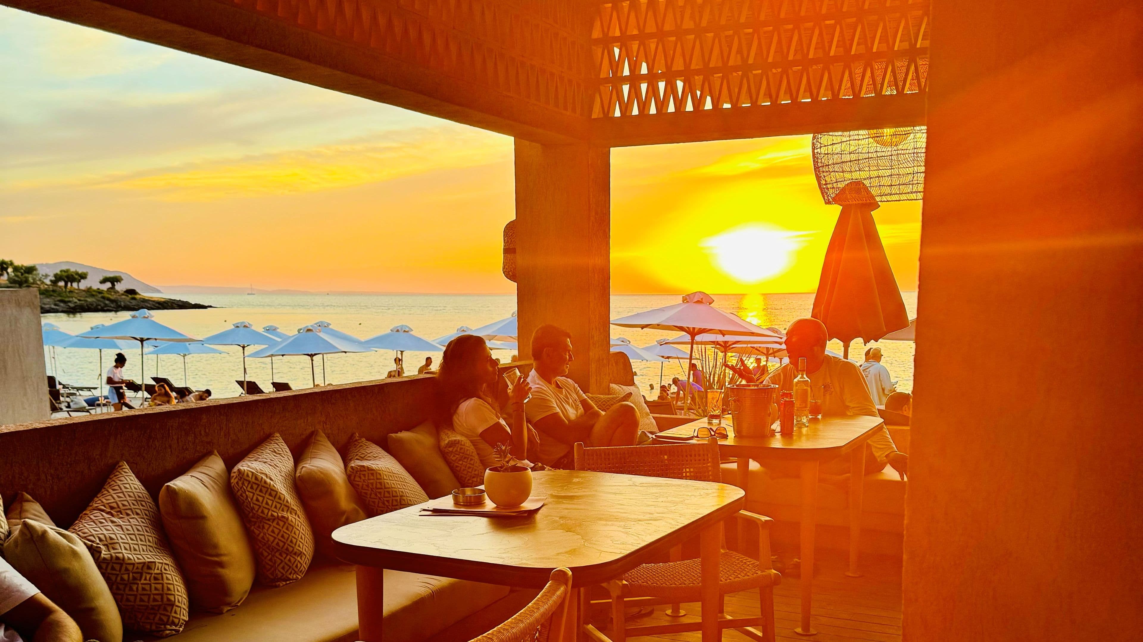 Perfect sunset at Kohi beach bar, Porto Carras