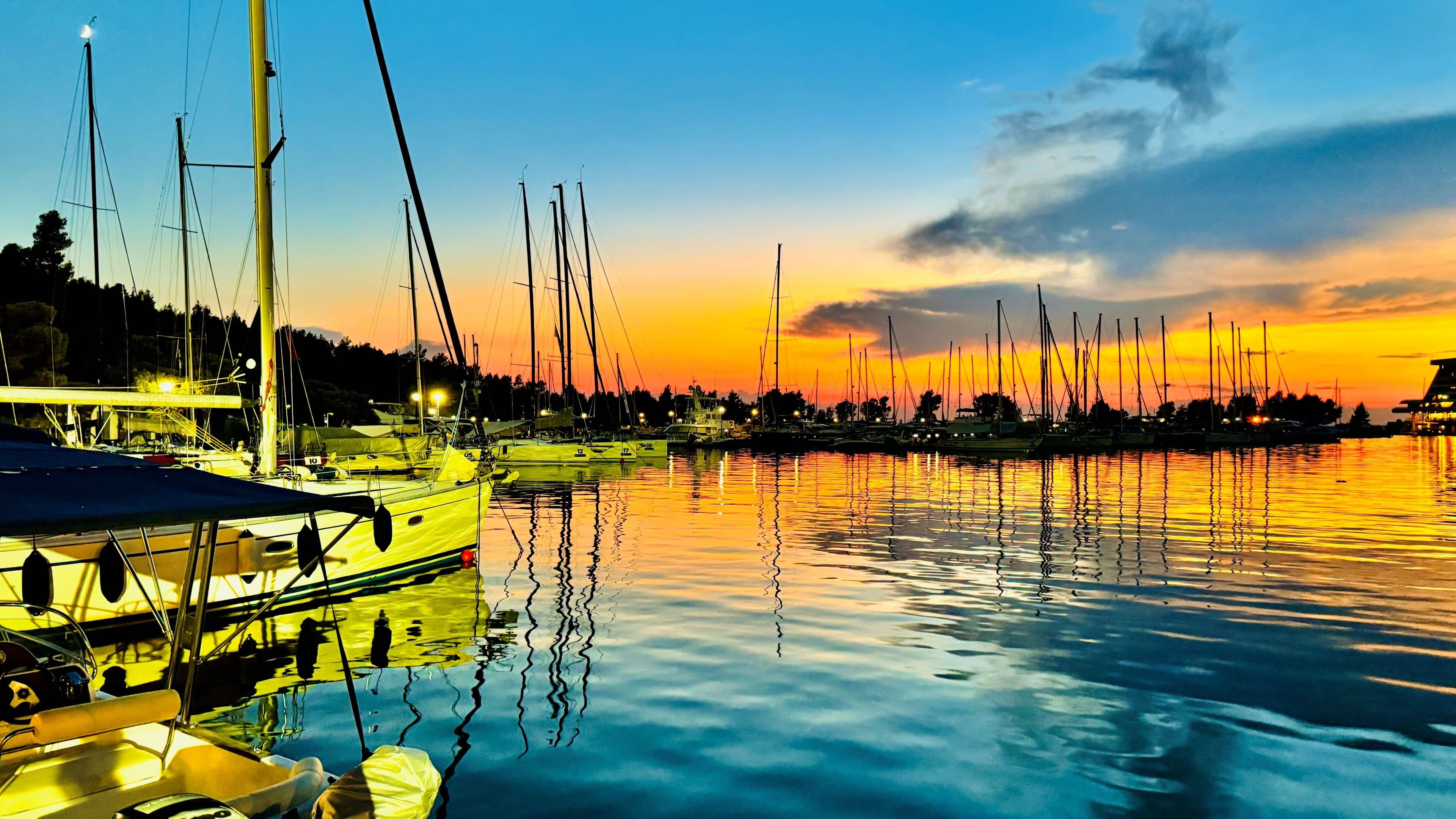 Dusk at Porto Carras marina
