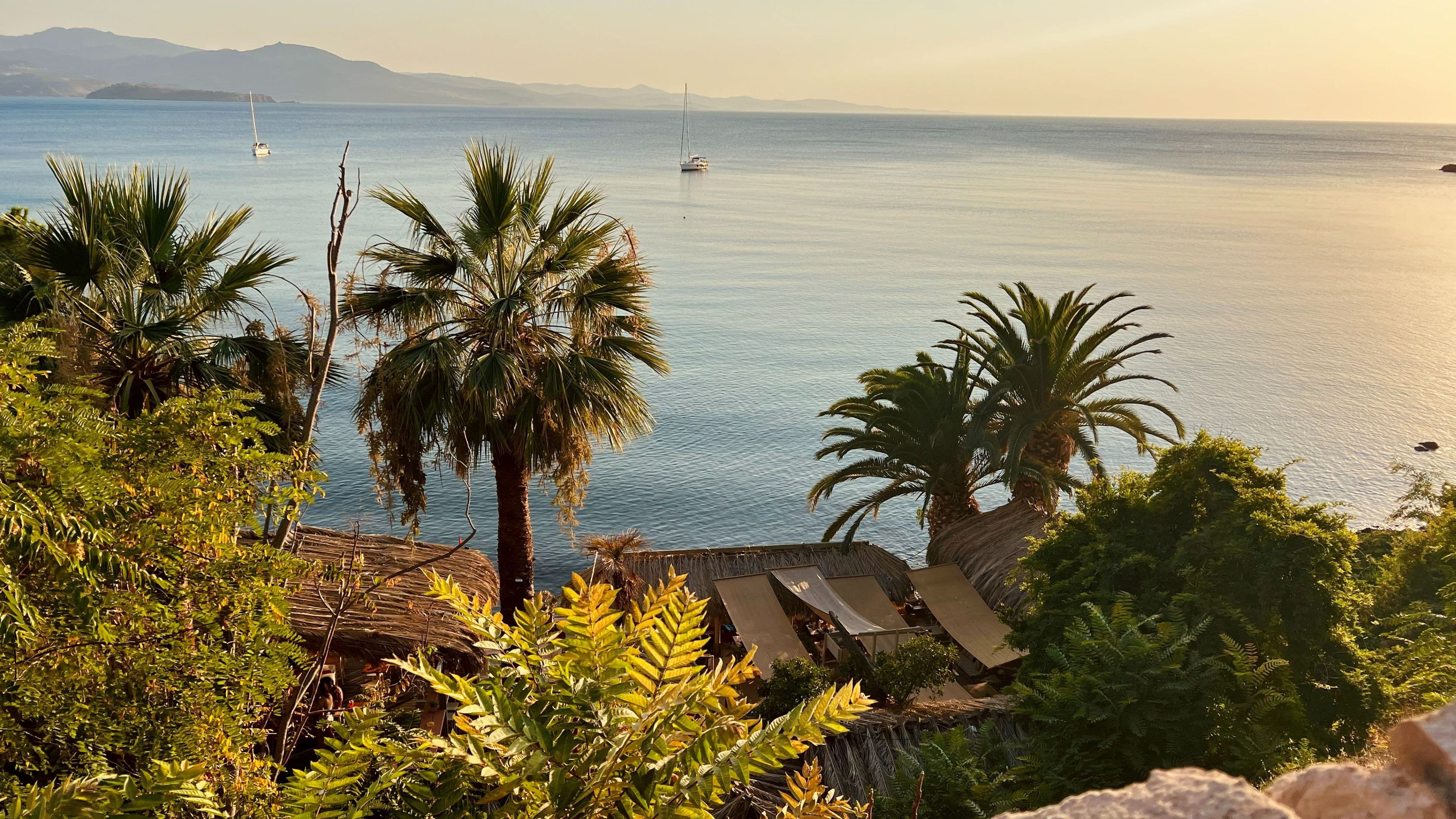 A look down on Congas beach bar in Molyvos on Lesvos island