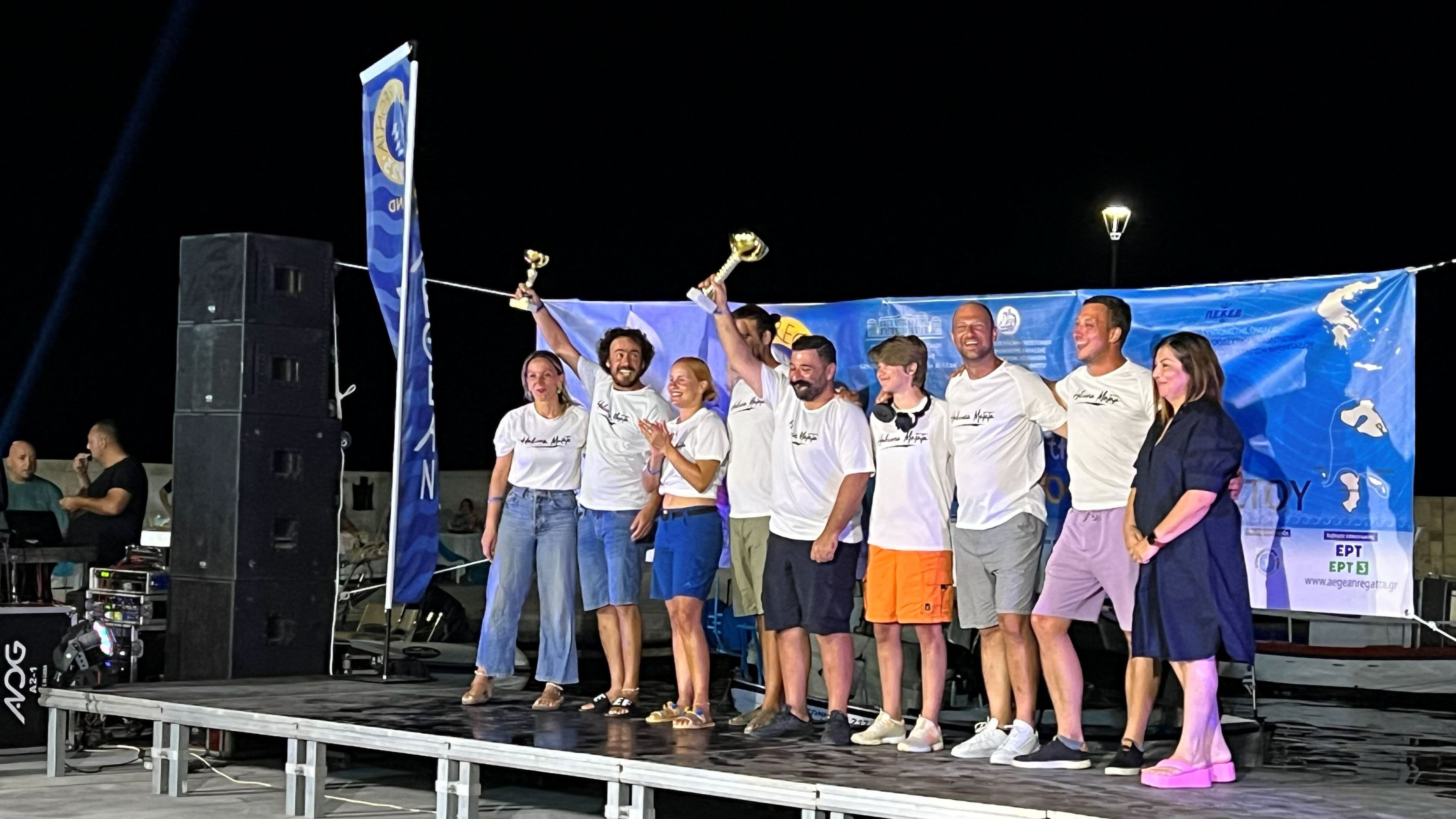 Hakuna Matata crew on the ceremony awards at the end of Aegean Regatta 2023