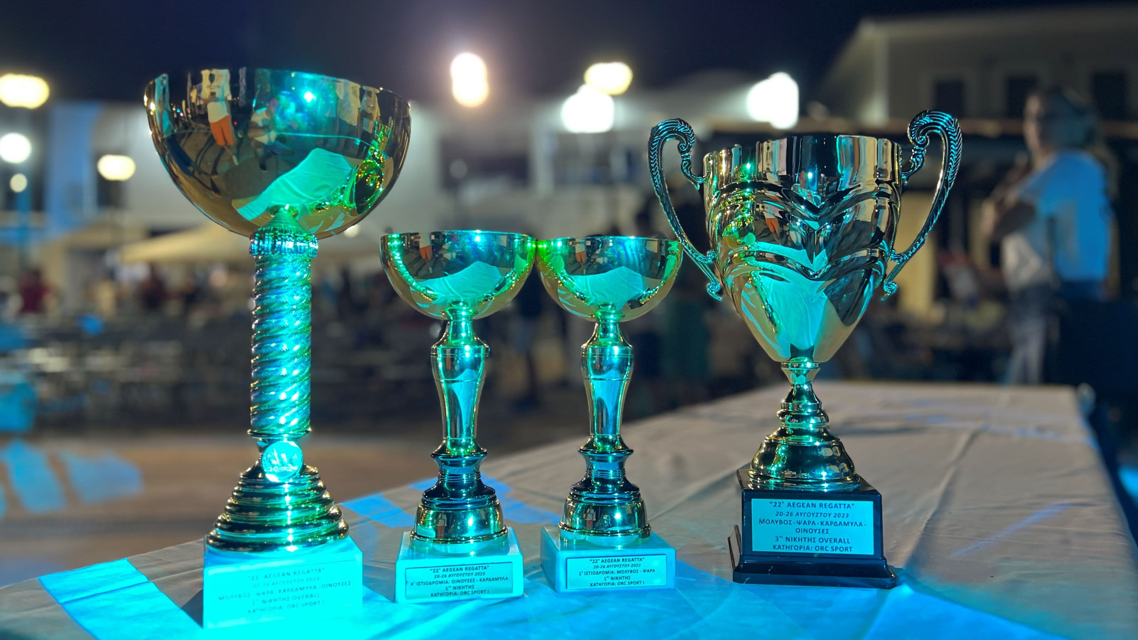 All the cups we won that day in the end of Aegean Regatta 2023