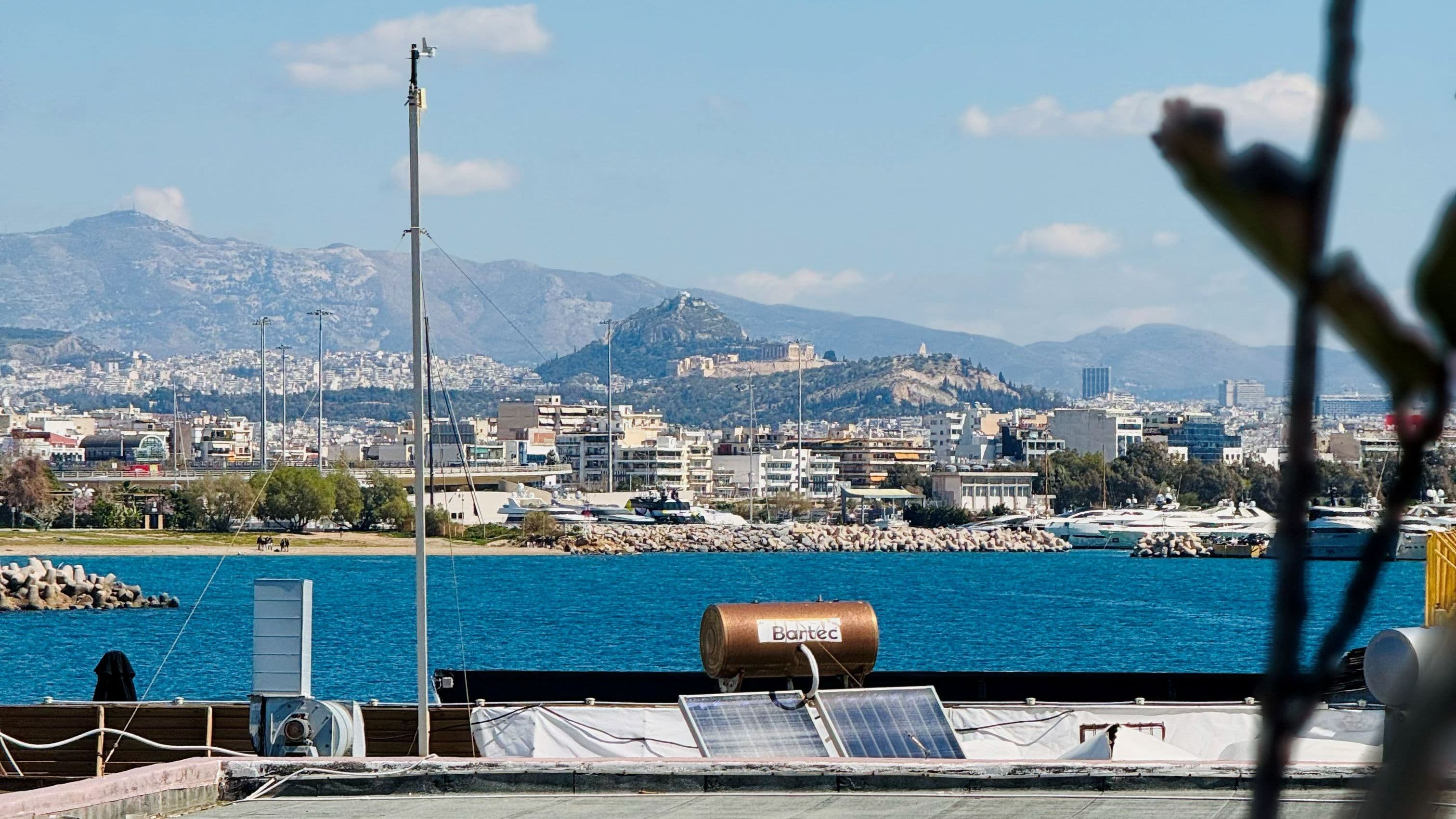 View on Athens from Mikrolimano port